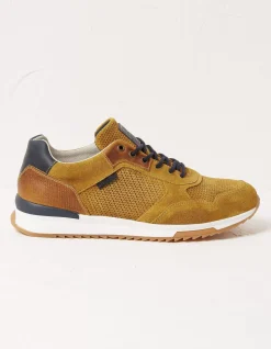 FatFace Men's Leather Trainers Mustard Sale