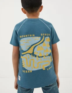 FatFace Mountain Graphic T-Shirt Navy New