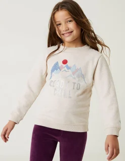 FatFace Mountains Crew Sweatshirt Oatmeal New