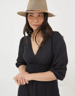 FatFace Multi Weave Fedora Hat Natural Discount