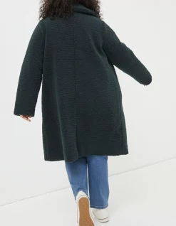 FatFace Mylah Teddy Longline Coat Dark Teal Clearance