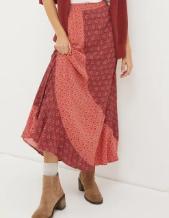 FatFace Naomi Craft Geo Midi Skirt Raspberry Red Best