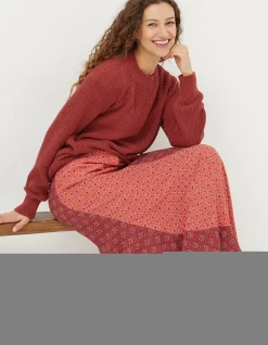 FatFace Naomi Craft Geo Midi Skirt Raspberry Red Best