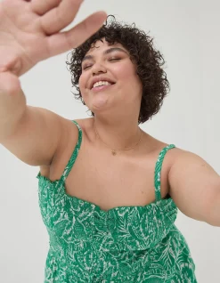 FatFace Natalie Tropical Leaf Jumpsuit Bright Green New