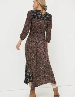 FatFace Nate Craft Floral Midi Dress Black Sale