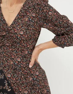 FatFace Nate Craft Floral Midi Dress Black Sale