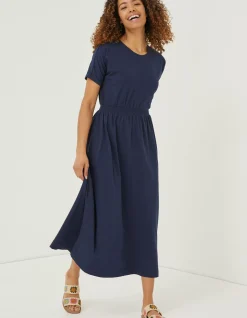 FatFace Navi Jersey Midi Dress Navy Clearance