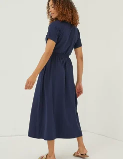FatFace Navi Jersey Midi Dress Navy Clearance