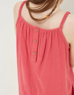 FatFace Nellie Embroidered Playsuit Raspberry Red Clearance