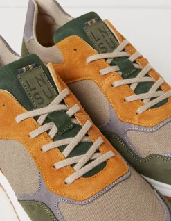 FatFace Oakes Leather Trainers Khaki Green Hot