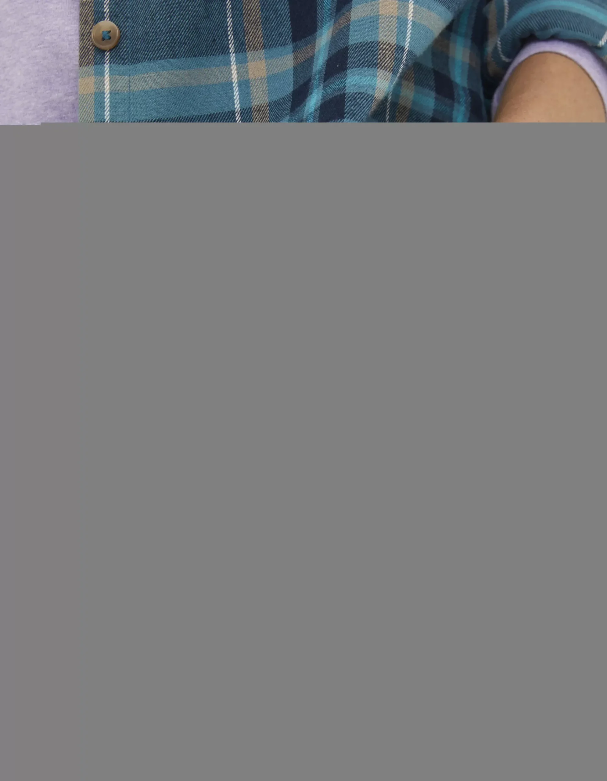 FatFace Olivia Check Shirt Teal Green Outlet