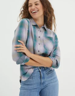 FatFace Olivia Check Shirt Grey Marl Online
