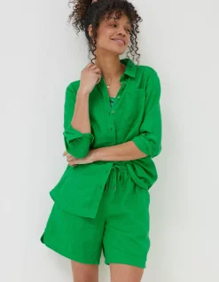 FatFace Olivia Linen Shirt Bright Green Discount