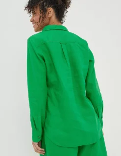 FatFace Olivia Linen Shirt Bright Green Discount