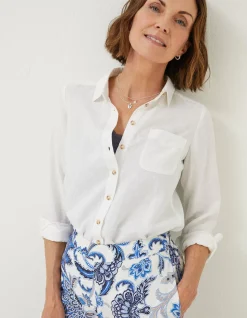 FatFace Olivia Linen Shirt White Outlet