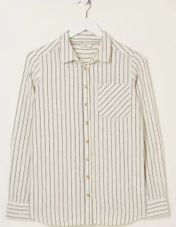 FatFace Olivia Stripe Linen Blend Shirt Ivory Clearance