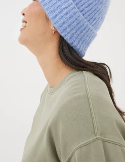 FatFace Organic Cotton Georgia Crew Sweatshirt Sage Green Sale