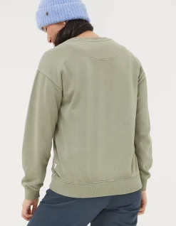 FatFace Organic Cotton Georgia Crew Sweatshirt Sage Green Sale