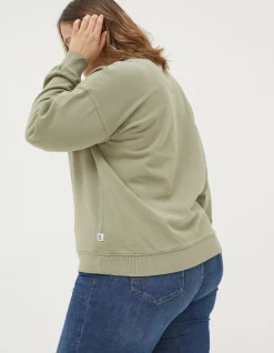 FatFace Organic Cotton Georgia Crew Sweatshirt Sage Green Sale