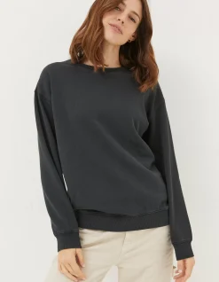 FatFace Organic Cotton Georgia Crew Sweatshirt Black Clearance