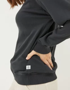 FatFace Organic Cotton Georgia Crew Sweatshirt Black Clearance