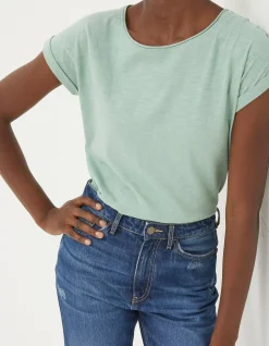 FatFace Organic Cotton Ivy T Shirt Sage Green Hot