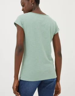 FatFace Organic Cotton Ivy T Shirt Sage Green Hot