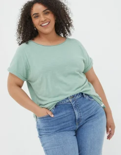 FatFace Organic Cotton Ivy T Shirt Sage Green Hot