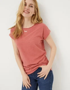 FatFace Organic Cotton Ivy T Shirt Washed Red Discount