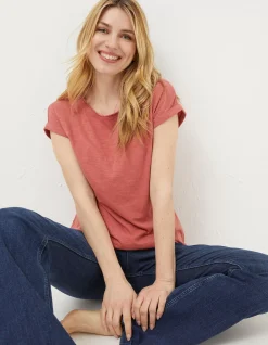 FatFace Organic Cotton Ivy T Shirt Washed Red Discount