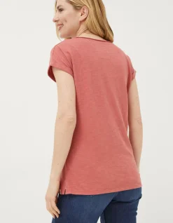 FatFace Organic Cotton Ivy T Shirt Washed Red Discount