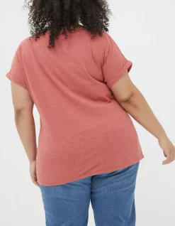 FatFace Organic Cotton Ivy T Shirt Washed Red Discount
