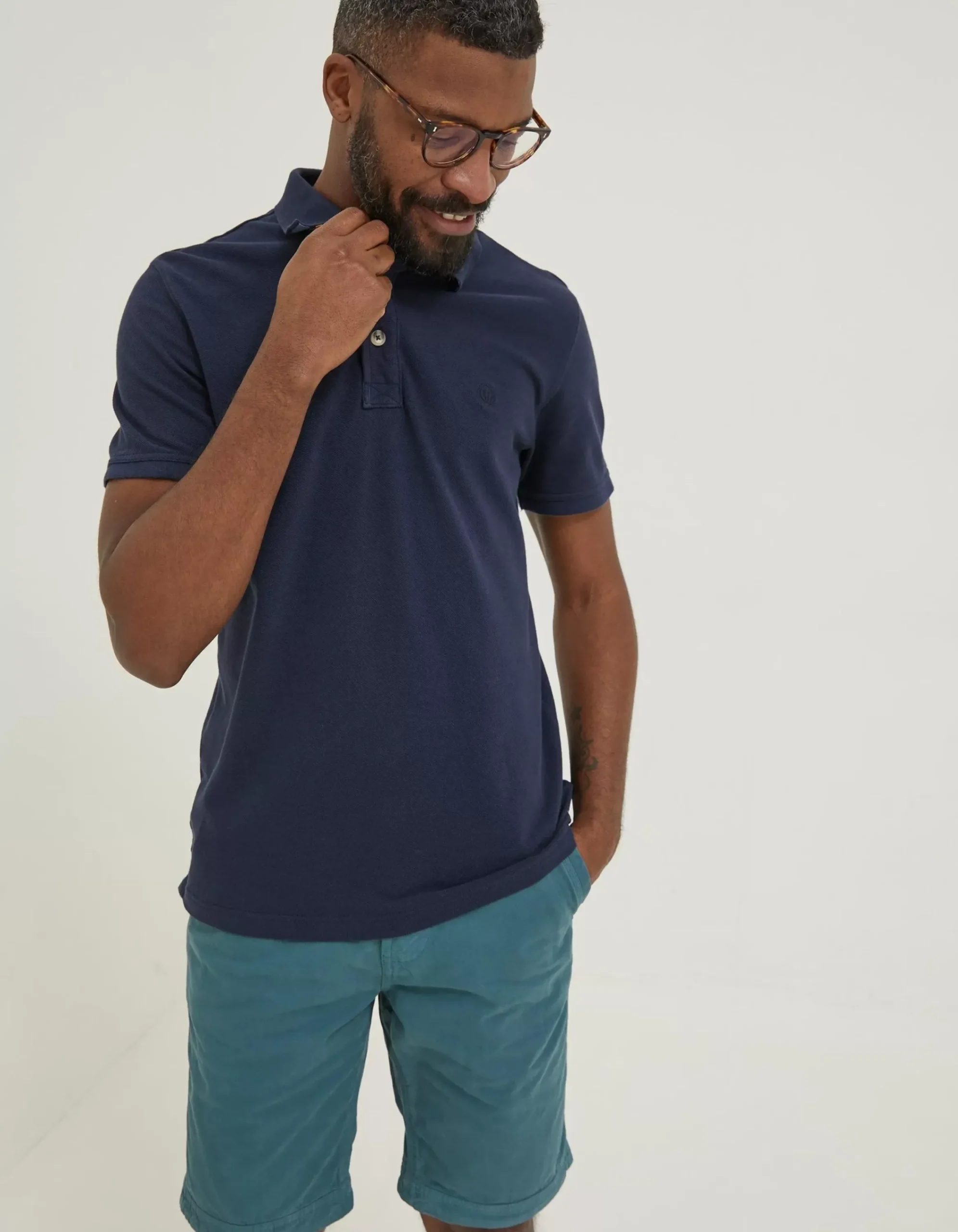 FatFace Organic Cotton Pique Polo Navy New
