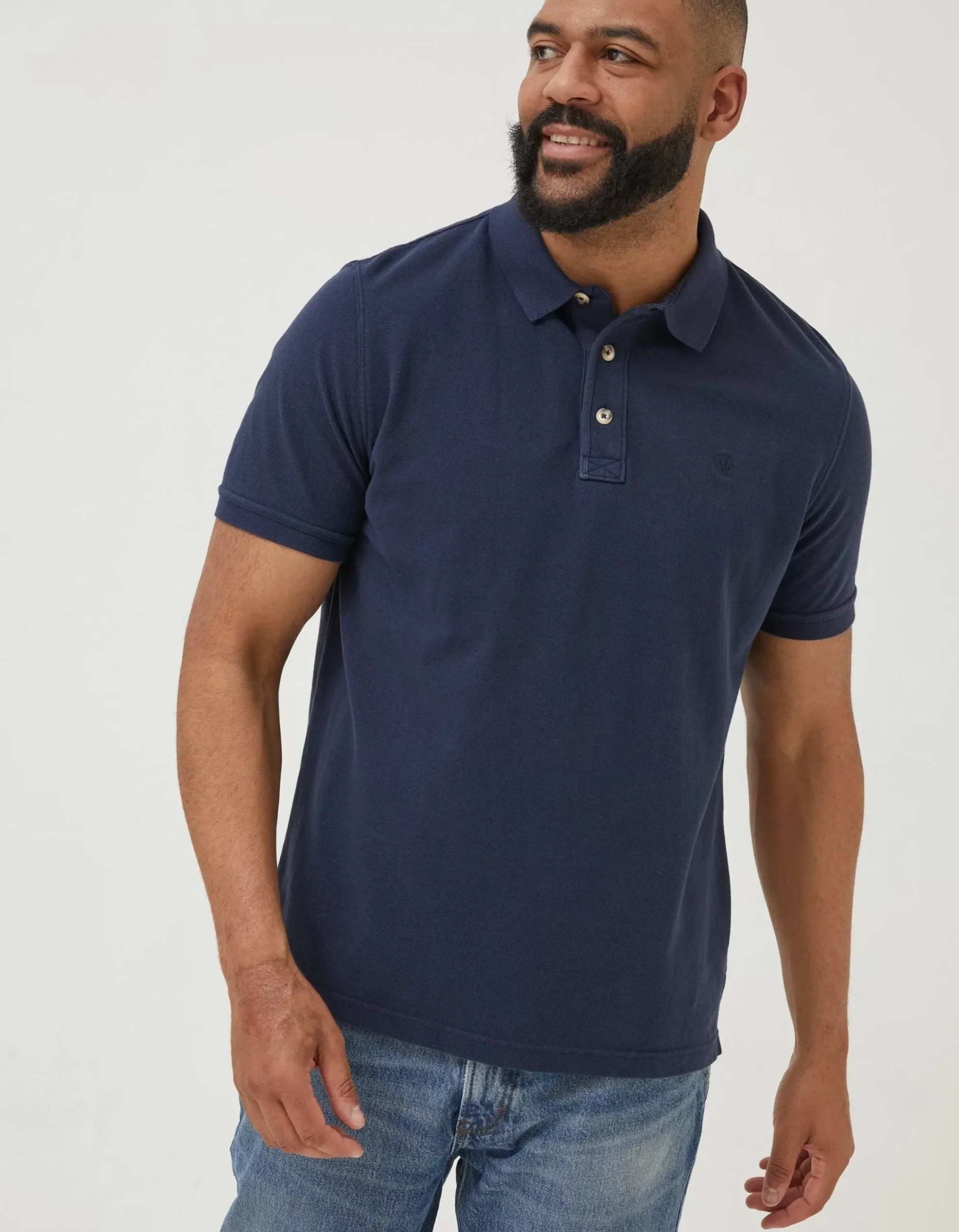 FatFace Organic Cotton Pique Polo Navy New