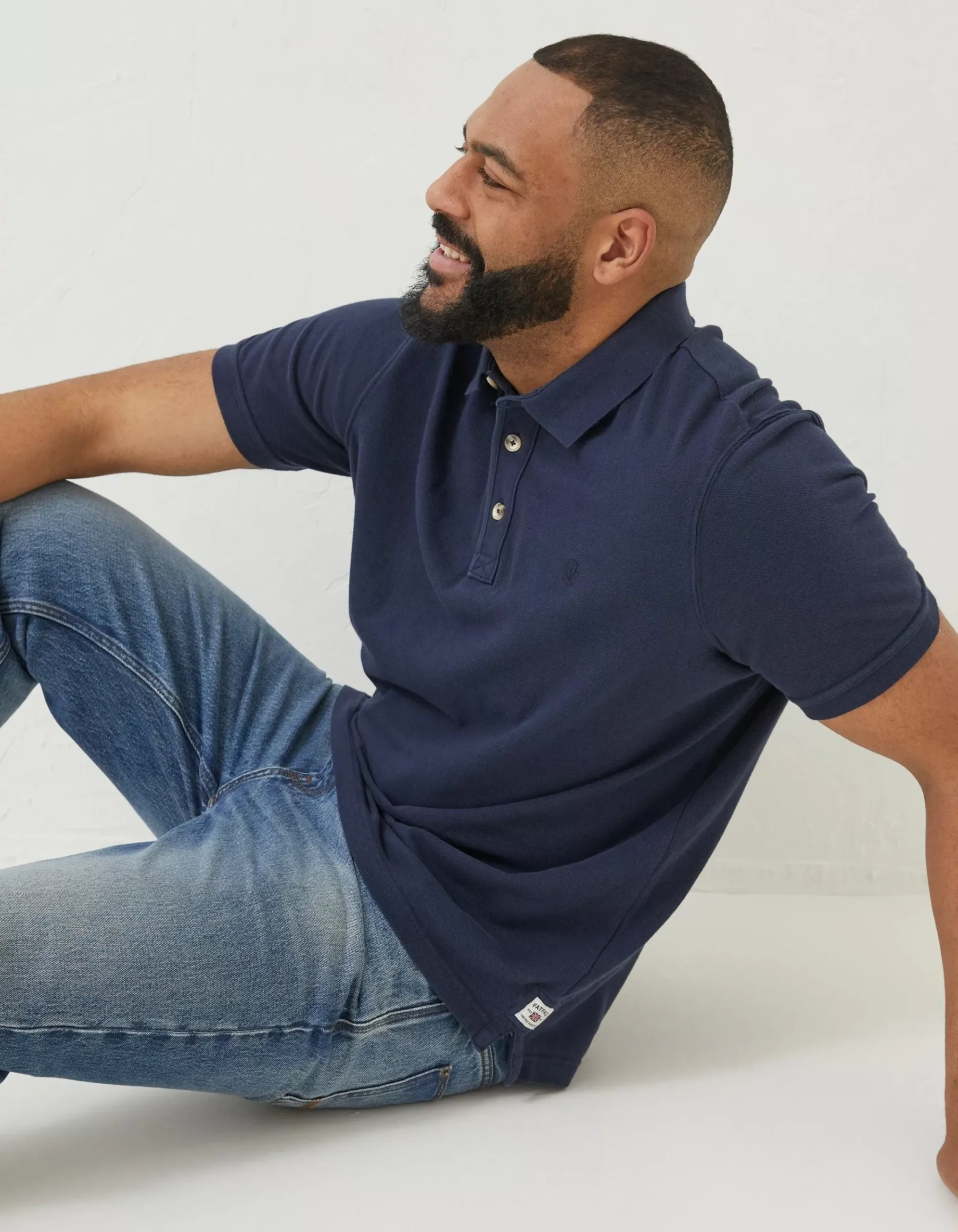 FatFace Organic Cotton Pique Polo Navy New