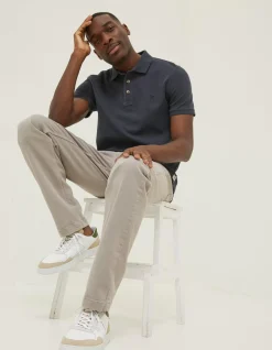 FatFace Organic Cotton Pique Polo Washed Black Clearance