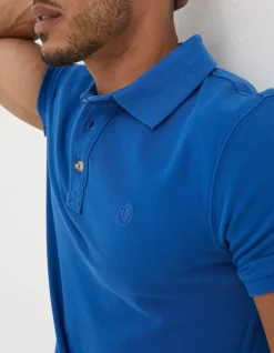 FatFace Organic Cotton Pique Polo Cobalt Blue Outlet