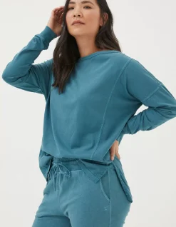 FatFace Organic Cotton Valo Top Light Teal Blue