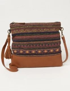 FatFace Orla Woven Mix Crossbody Bag Multi New