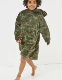 FatFace Oversized Camo Hoodie Khaki Green New