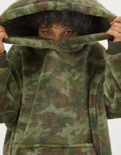 FatFace Oversized Camo Hoodie Khaki Green New