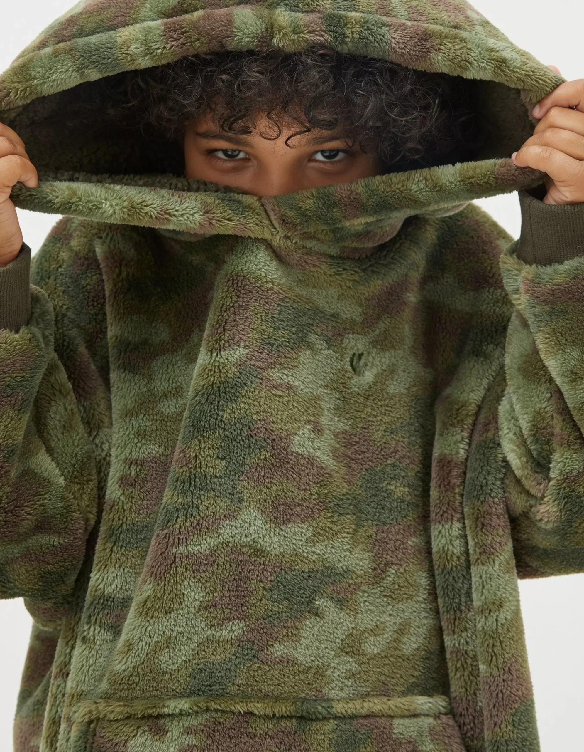 FatFace Oversized Camo Hoodie Khaki Green New