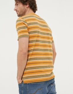 FatFace Padstow Stripe T-Shirt Vintage Gold Clearance