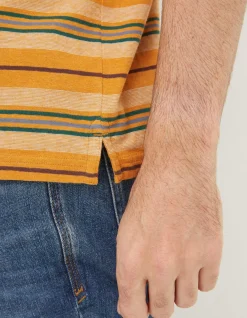 FatFace Padstow Stripe T-Shirt Vintage Gold Clearance