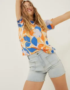 FatFace Paige Denim Shorts Light Blue Online