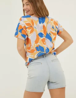 FatFace Paige Denim Shorts Light Blue Online