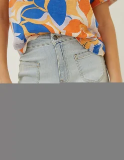 FatFace Paige Denim Shorts Light Blue Online