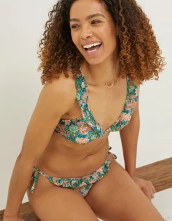 FatFace Paradise Frill Bikini Bottoms Teal Green Best
