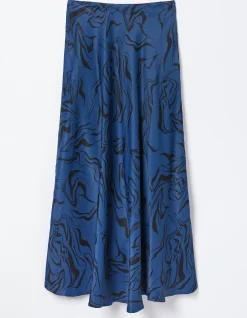 FatFace Pat Marble Midi Skirt Teal Blue Best