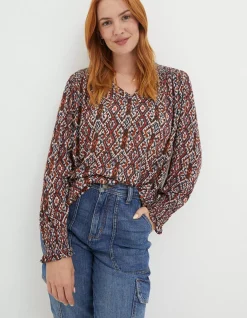 FatFace Patsy Ikat Geo Tunic Chestnut Brown Sale